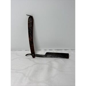 Hibbard, Spencer Bartlett & Co. Straight Razor Brown Tooled Vines 1950's Germany